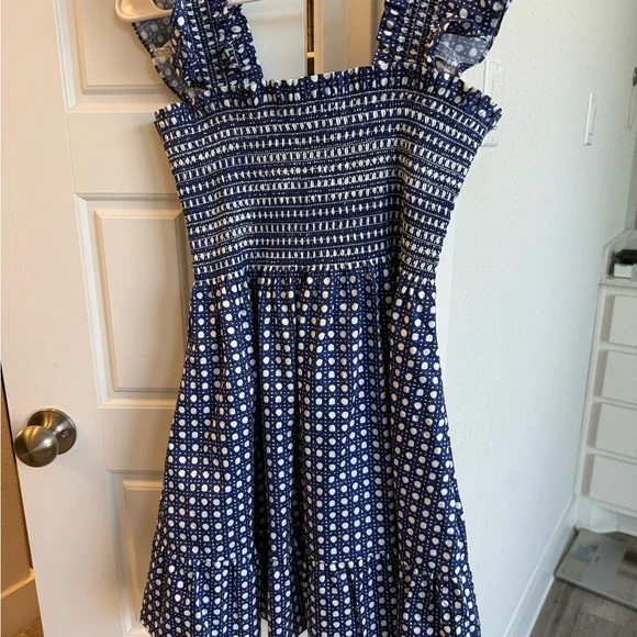 Hill House Home Elizabeth Nap Mini Dress in Blue Basketweave - Picture 2 of 4